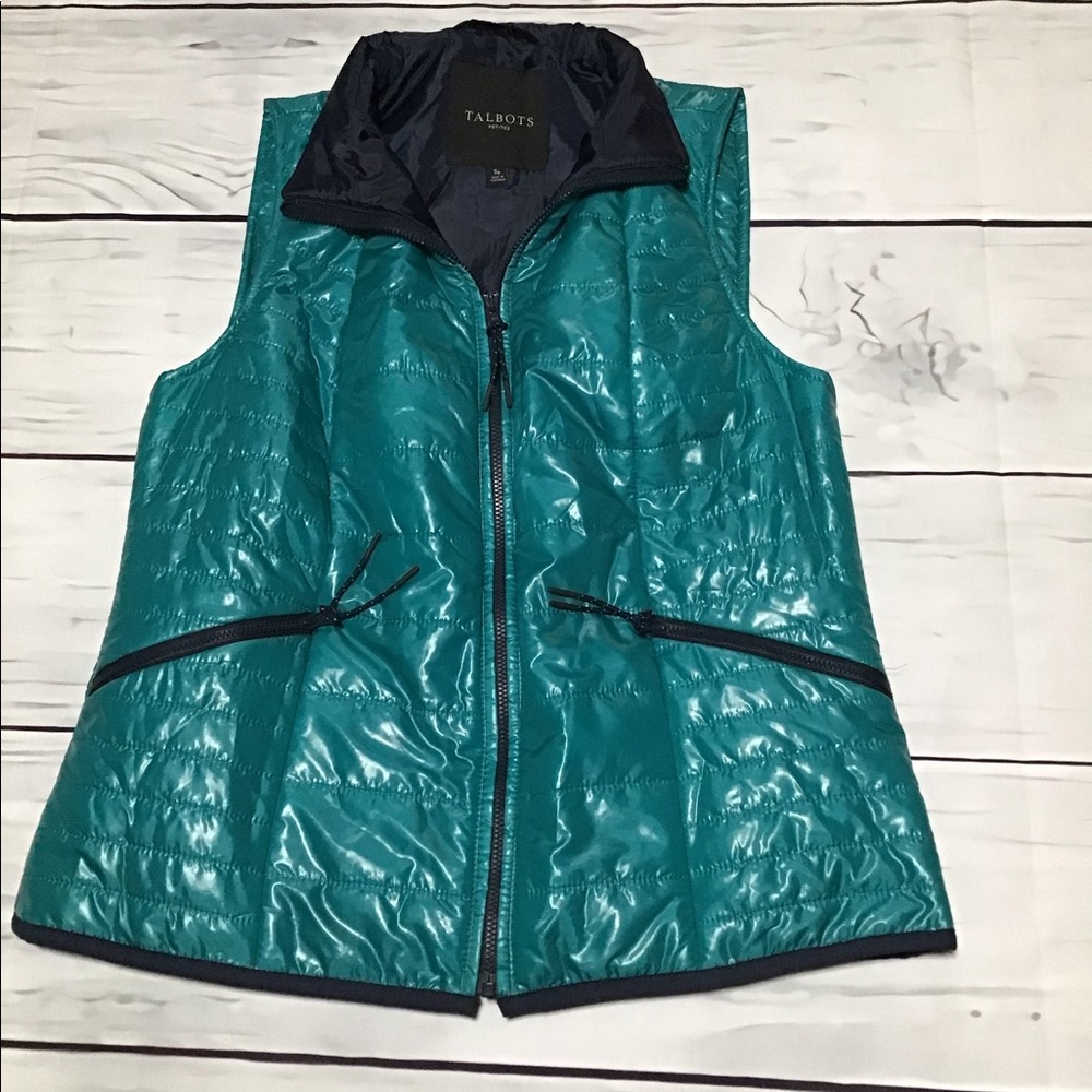 .Talbots teal puffer vest. Small petite